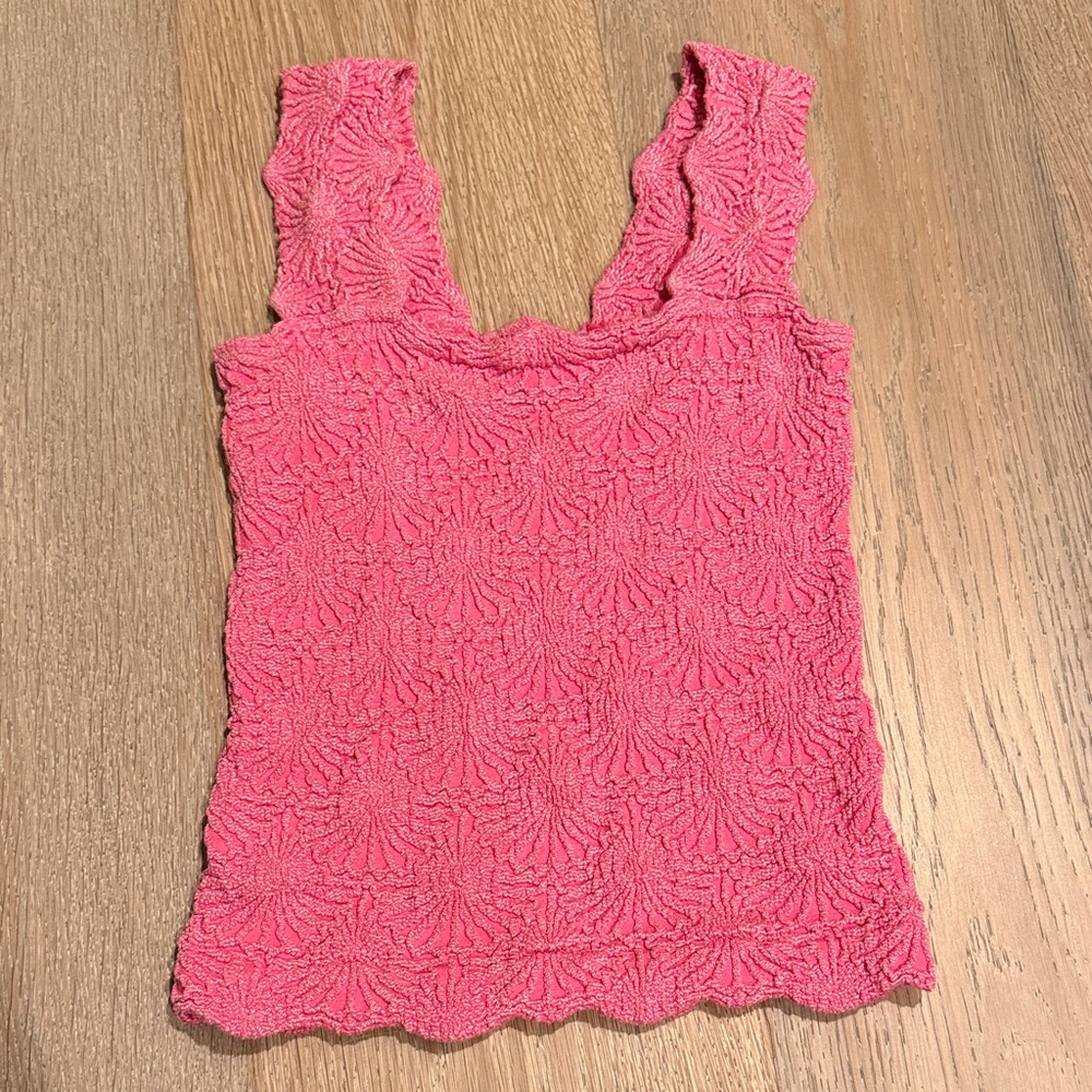 Free People Love Letter Textured Sleeveless Top Pink